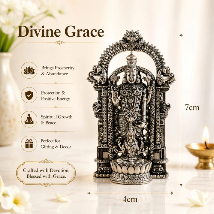 Silver Plated Shri Venkateswara & Mahalakshmi Idol